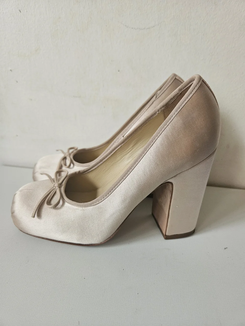 Sandy Liang Pink Satin Bow Accent Pumps